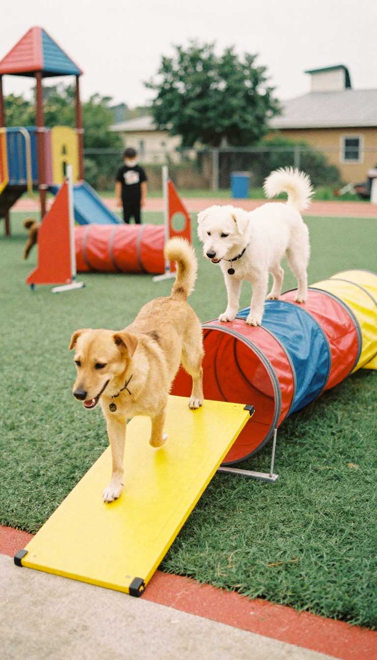 10 Genius Dog Playground Ideas for Happy, Healthy Dogs 6 The Colorful, Kid-Friendly Play Zone