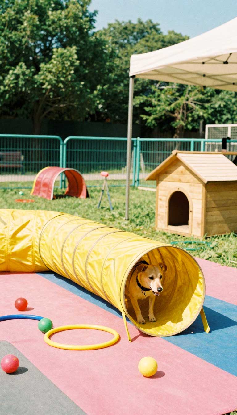 10 Genius Dog Playground Ideas for Happy, Healthy Dogs 8 The Toy Box & Tunnel Combo