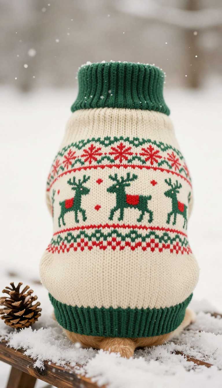 15 Cute Cold-Weather Dog Outfits to Save for Winter 2 The Festive Fair Isle Sweater