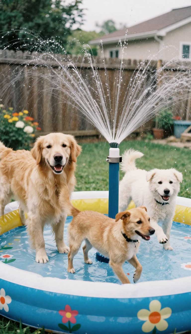 10 Epic Dog Pool Ideas Your Pup Will Go Crazy For 3 The Sprinkler Splash Zone Combo