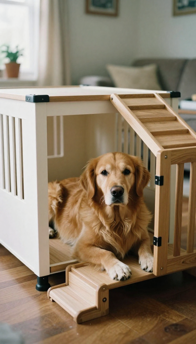 17 Smart DIY Dog Crate Ideas Every Dog Owner Needs 11 Senior Friendly Ramp Crate