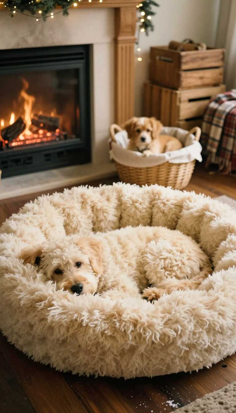10 Warm & Cozy Winter Dog Beds Perfect for Cold Nights 5 The Heated Bed by the Fireplace