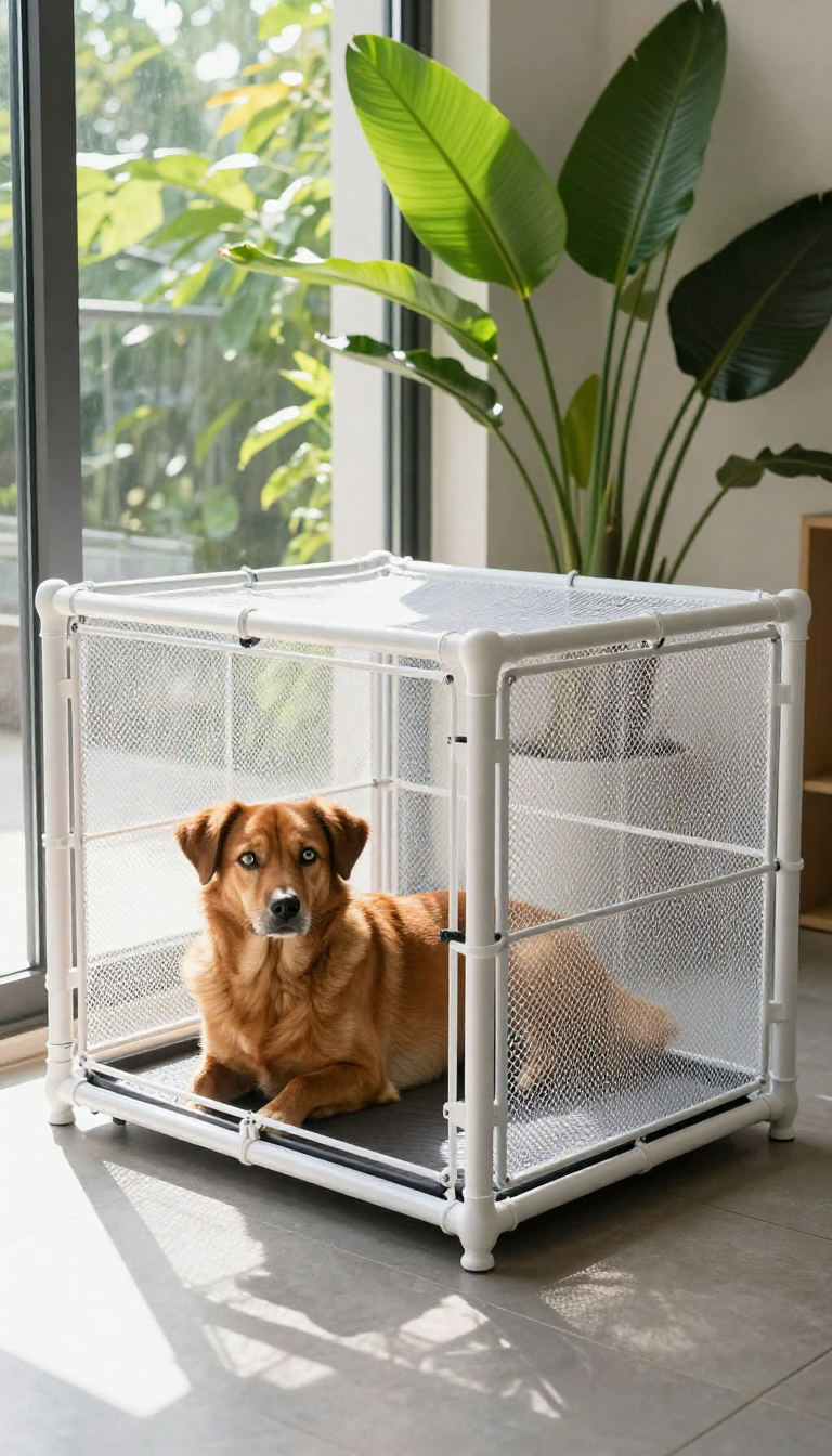 17 Smart DIY Dog Crate Ideas Every Dog Owner Needs 13 pvc dog crate 1