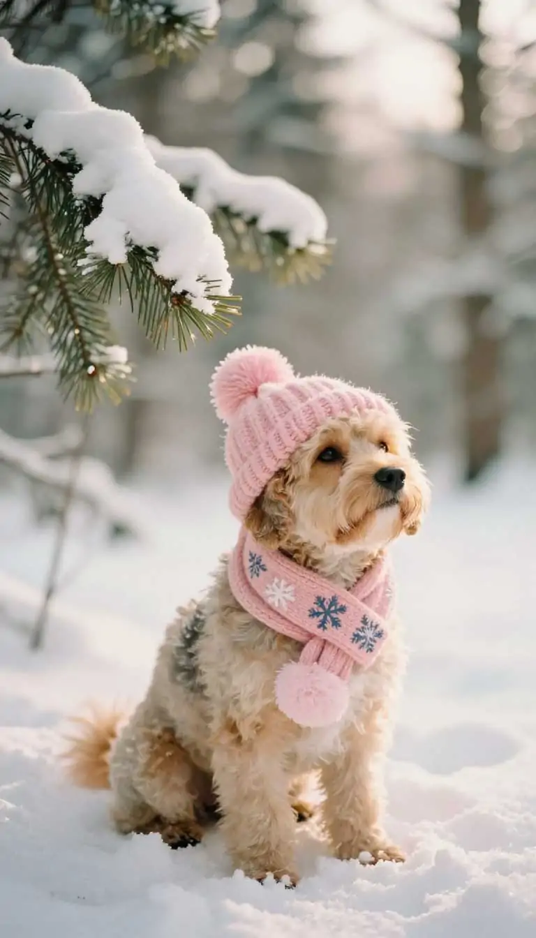 15 Cute Cold-Weather Dog Outfits to Save for Winter 3 The Matching Hat & Scarf Set